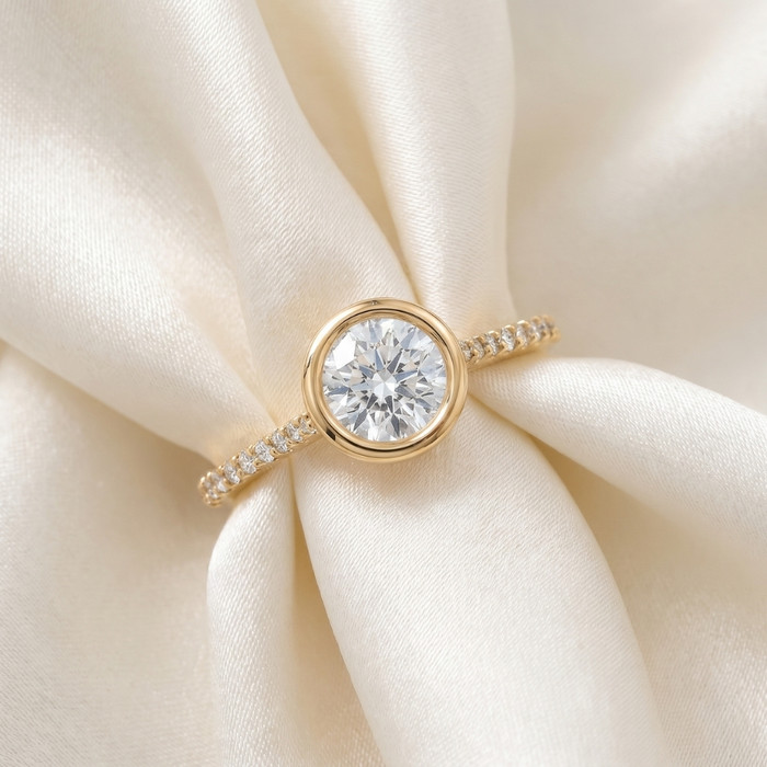 1 3/4 ct Charlotte Diamond Engagement Ring 14k Yellow Gold Lab Grown Bezel Round