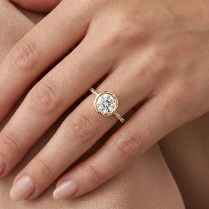 1 3/4 ct Charlotte Diamond Engagement Ring 14k Yellow Gold Lab Grown Bezel Round
