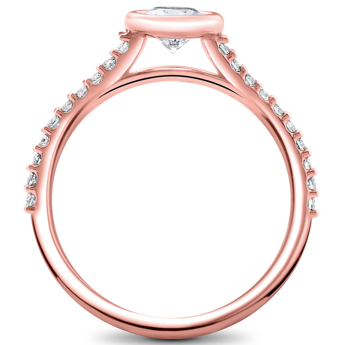 1ct Charlotte Diamond Engagement Ring 14k Rose Gold Lab Grown Bezel Round 1ct Charlotte Diamond Engagement Ring 14k Rose Gold Lab Grown Bezel Round