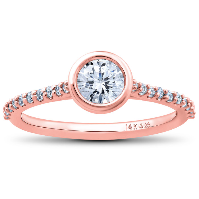 1ct Charlotte Diamond Engagement Ring 14k Rose Gold Lab Grown Bezel Round
