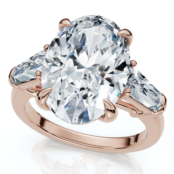 Certified 4 1/3Ct Oval & Baguette Diamond Engagement Ring 14k Gold/Pt Lab Grown