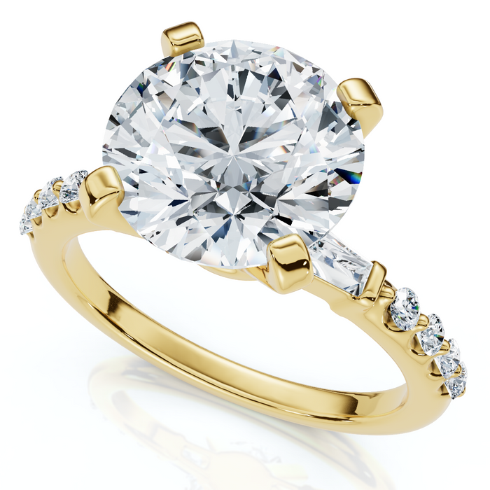 Certified 3Ct Diamond & Baguette Accent Diamond Ring 14k Gold or Pt Lab Grown