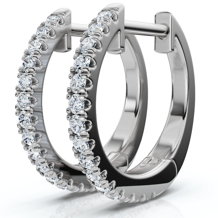 Small Diamond Hoop Earrings 14k White or Yellow Gold Lab Grown 1/2" Tall Small Diamond Hoop Earrings 14k White or Yellow Gold Lab Grown 1/2" Tall