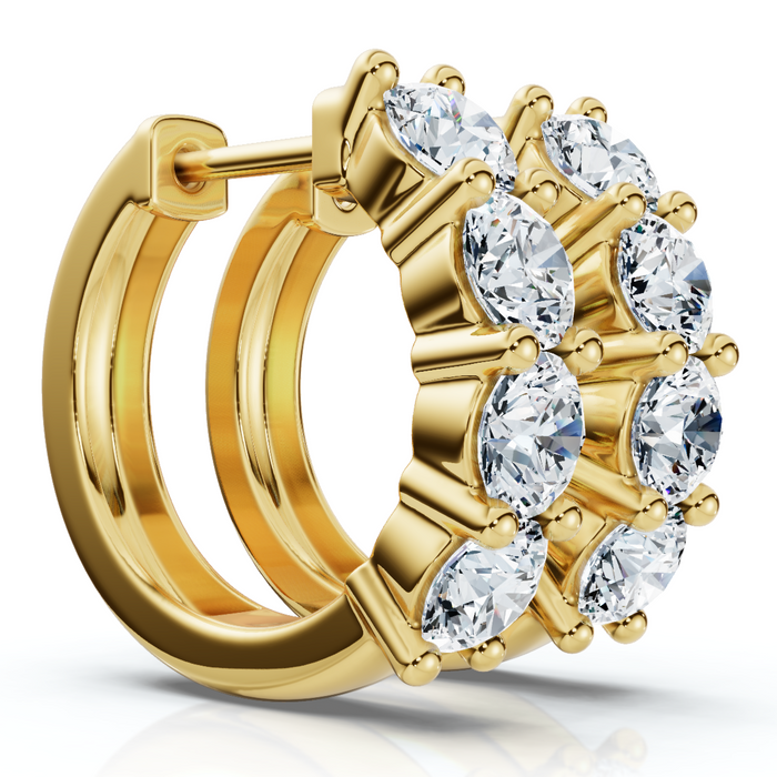 2Ct Diamond Hoops Small 14k White or Yellow Gold Lab Grown 5/8" Tall