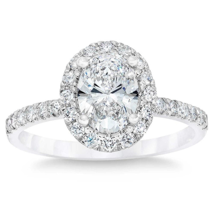 2 3/4Ct Oval Diamond Halo Engagement Ring in 14k White Gold Lab Grown 2 3/4Ct Oval Diamond Halo Engagement Ring in 14k White Gold Lab Grown