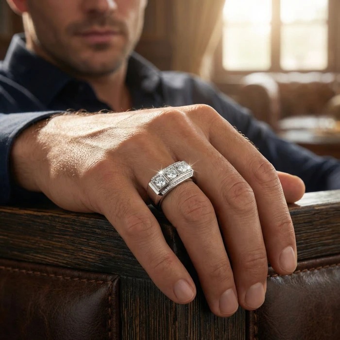 1Ct TW Men's Diamond Ring Lab Grown 14k Gold or Platinum