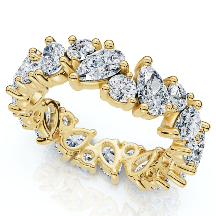 3Ct Pear & Round Diamond Eternity Ring 14k Gold or Platinum Lab Grown