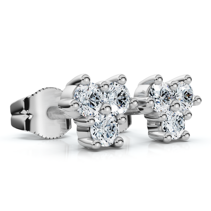 Mini Trio Diamond Studs 14k Gold Lab Grown Women's Earrings