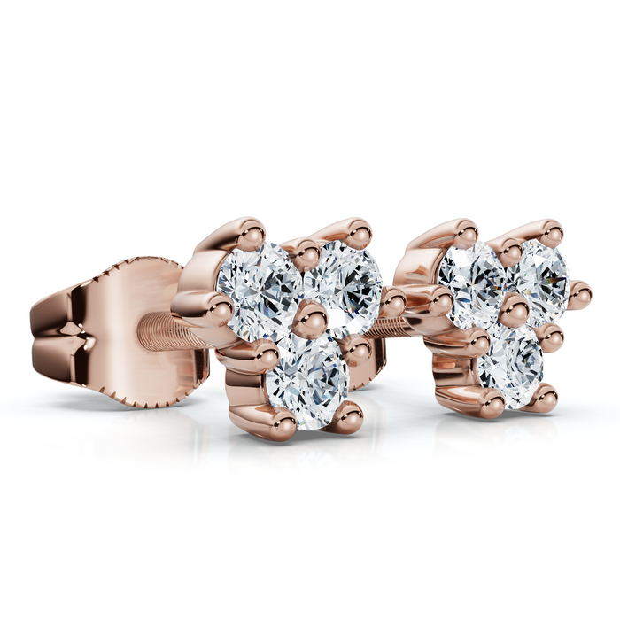 Mini Trio Diamond Studs 14k Gold Lab Grown Women's Earrings