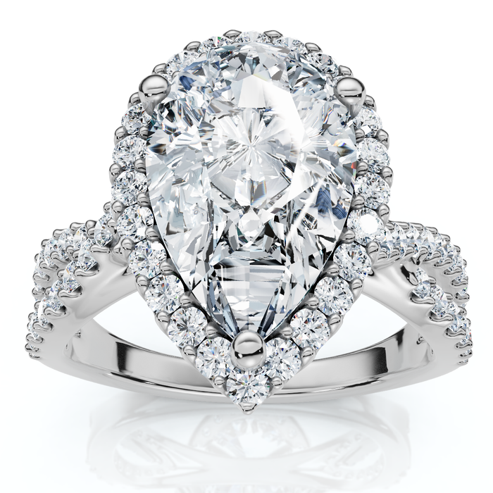 Certified 3Ct Pear Shape Diamond Engagement Ring 14k Gold or Platinum Lab Grown