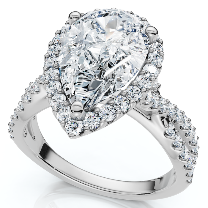 Certified 3Ct Pear Shape Diamond Engagement Ring 14k Gold or Platinum Lab Grown