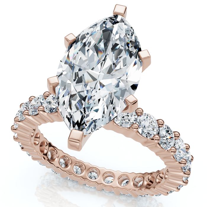 Certified 4.40Ct Marquise Eternity Engagement Ring 14k Gold or Pt Lab Grown