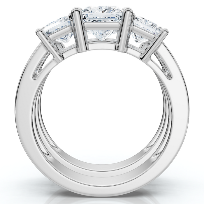 3 1/2Ct Princess Cut Diamond Engagement Ring Set 14k Gold or Platinum Lab Grown
