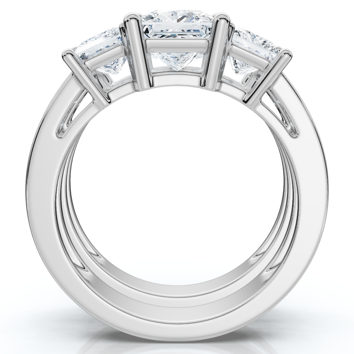 3 1/2Ct Princess Cut Diamond Engagement Ring Set 14k Gold or Platinum Lab Grown