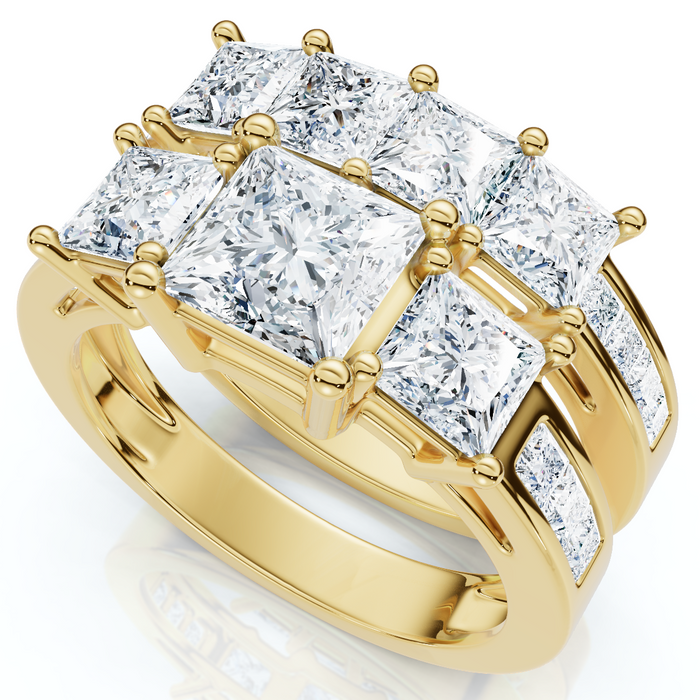 3 1/2Ct Princess Cut Diamond Engagement Ring Set 14k Gold or Platinum Lab Grown