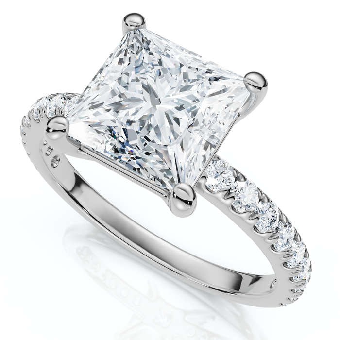 Certified 2 1/3Ct Princess Cut Diamond Engagement Ring 14k Gold or Pt Lab Grown