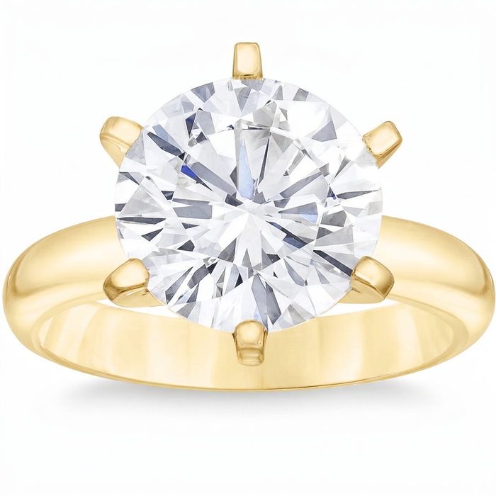 Certified 4Ct Round Diamond Solitaire Engagement Ring 14k Gold Lab Grown