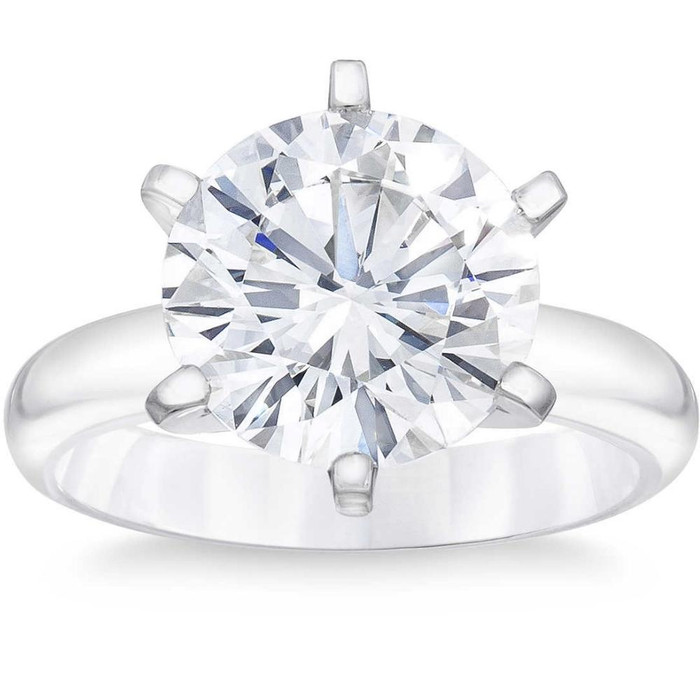 Certified 4Ct Round Diamond Solitaire Engagement Ring 14k Gold Lab Grown