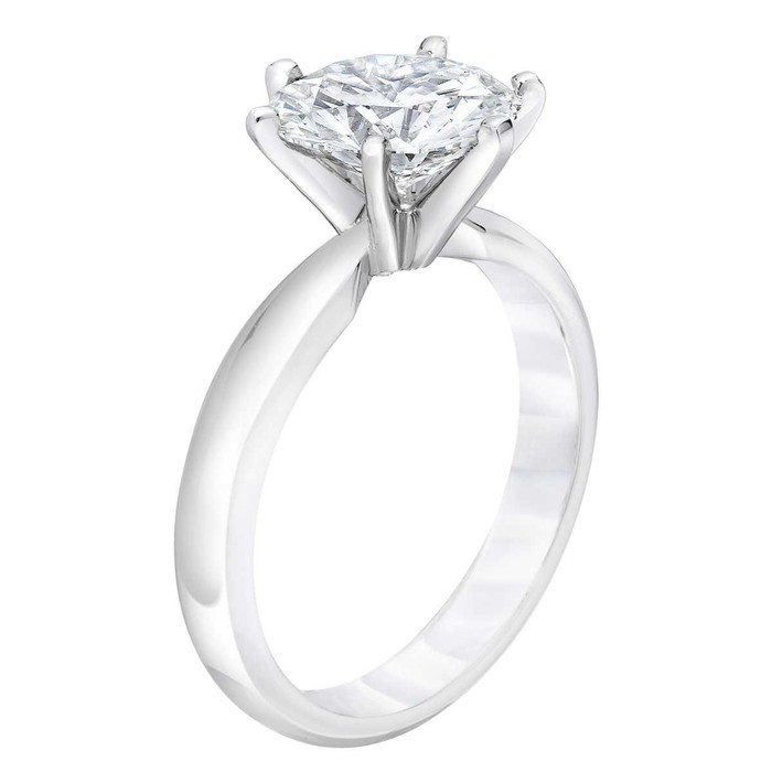 Certified 4Ct Round Diamond Solitaire Engagement Ring 14k Gold Lab Grown