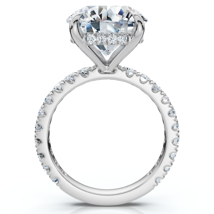 Certified 7Ct Diamond Hidden Halo Engagement Side Halo Ring Lab Grown