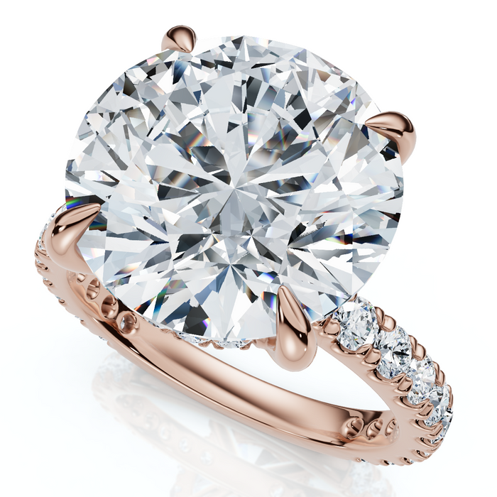 Certified 7Ct Diamond Hidden Halo Engagement Side Halo Ring Lab Grown