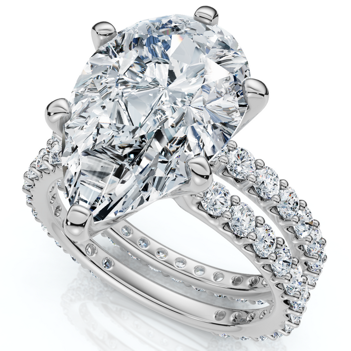 Certified 5.40Ct Pear Engagement Ring Wedding Band Set 14k Gold/Pt Lab Grown
