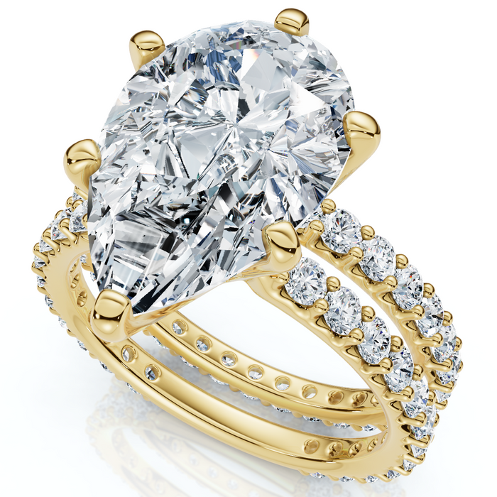 Certified 5.40Ct Pear Engagement Ring Wedding Band Set 14k Gold/Pt Lab Grown