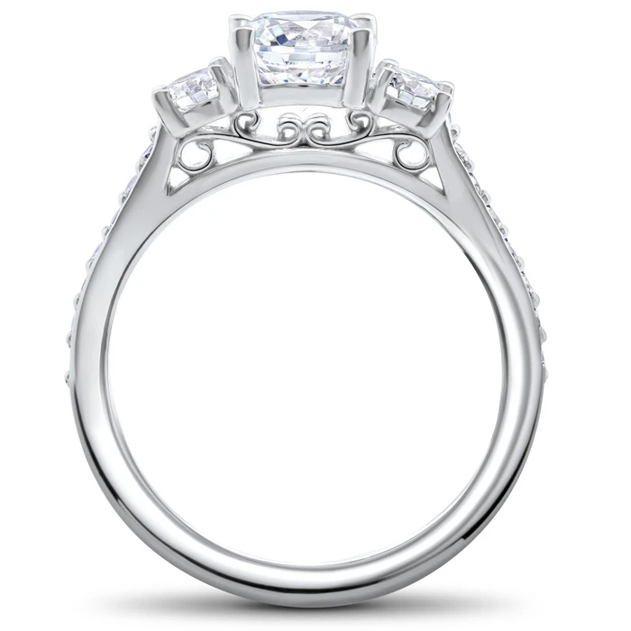 1 ct Round Diamond 3-Stone Lab Grown Eco Friendly Engagement Ring 14k White Gold