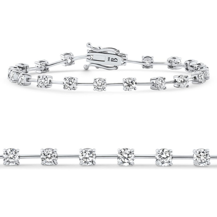 5Ct Spaced Diamond Tennis Bracelet 14k Gold Lab Grown 7"