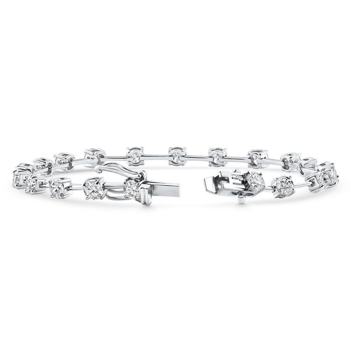 5Ct Spaced Diamond Tennis Bracelet 14k Gold Lab Grown 7"