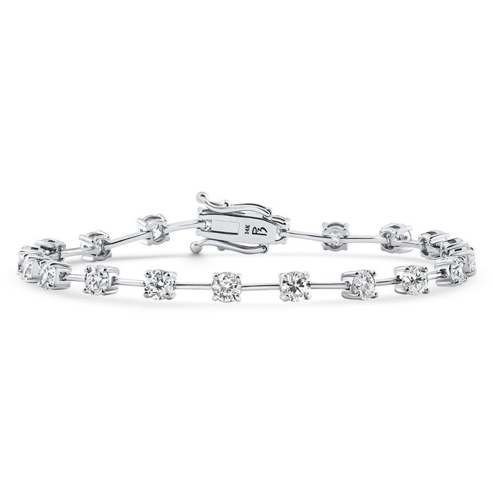 5Ct Spaced Diamond Tennis Bracelet 14k Gold Lab Grown 7"