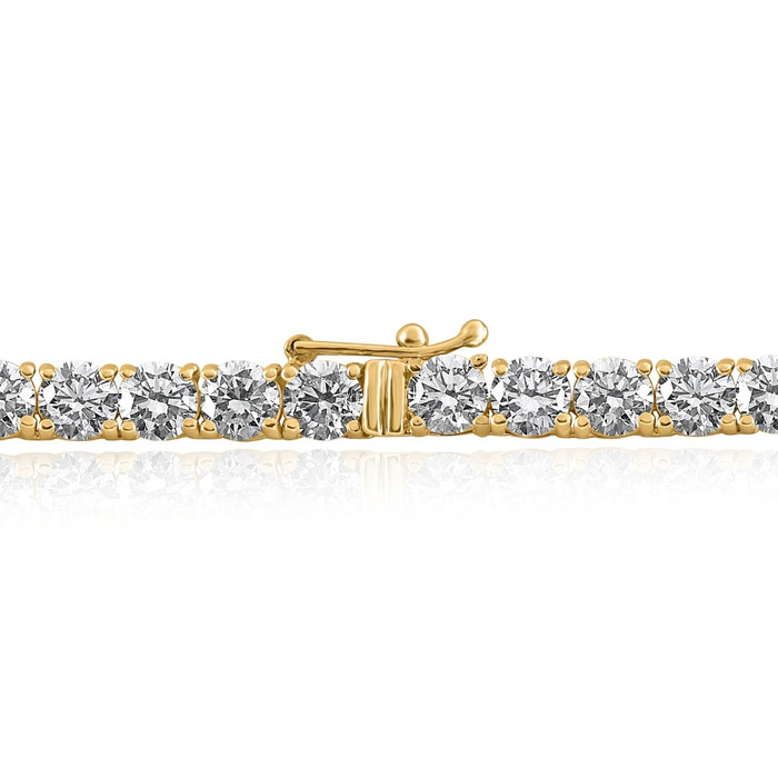 29 Ct Diamond Tennis Necklace 14K Yellow Gold 15" Lab Grown