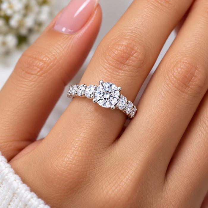 Certified 2 1/2Ct Diamond Engagement Ring With Accents 14k Gold Lab Grown