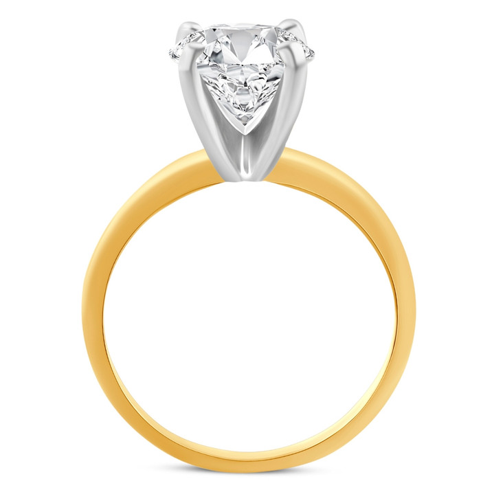 Certified 3Ct Diamond Solitaire 14k Yellow Gold Round Cut Engagement Ring Lab Grown
