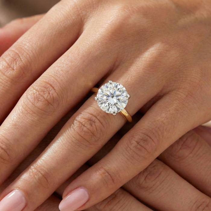 Certified 3Ct Diamond Solitaire 14k Yellow Gold Round Cut Engagement Ring Lab Grown
