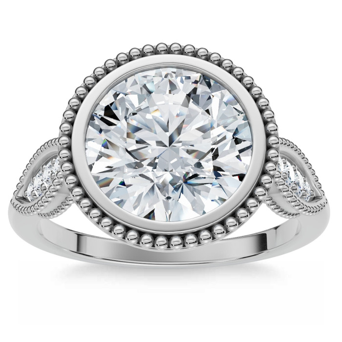 2 1/5Ct Diamond Luna Lab Grown Engagement Ring White, Yellow or Rose Gold