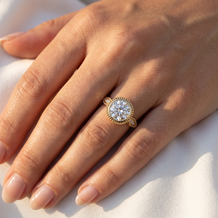 2 1/5Ct Diamond Luna Lab Grown Engagement Ring White, Yellow or Rose Gold