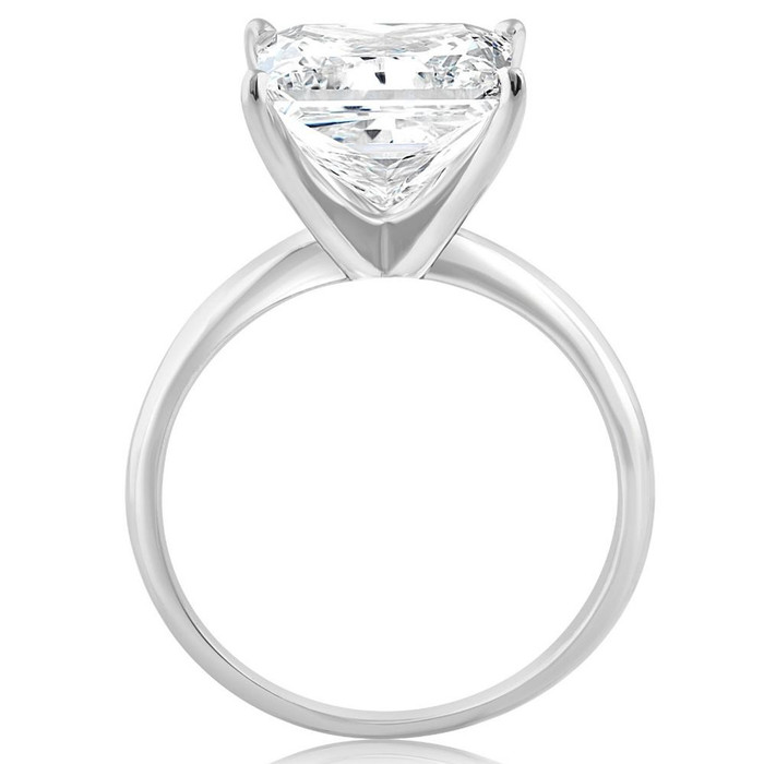 Certified 5Ct Princess Cut Diamond 14k White Gold Engagement Ring Lab Grown