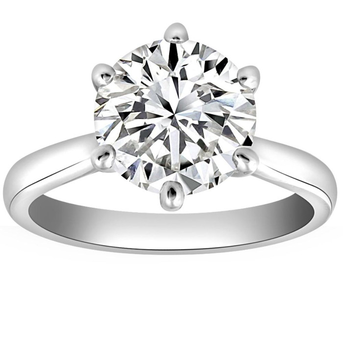 VS 2 1/2CT Lab Grown Diamond 6-Prong Solitaire Engagement Ring 14k White Gold