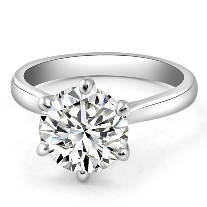 VS 2 1/2CT Lab Grown Diamond 6-Prong Solitaire Engagement Ring 14k White Gold