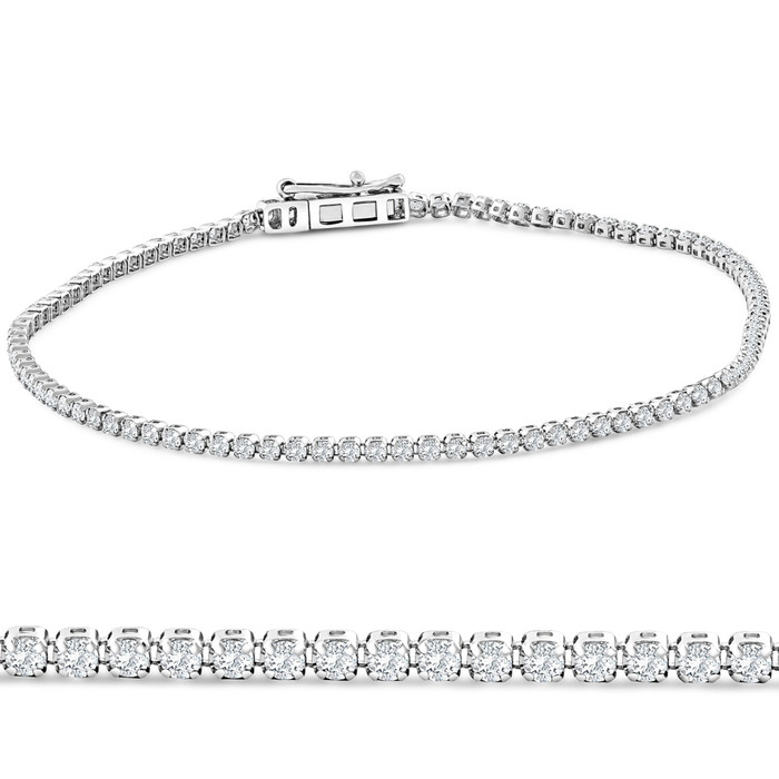 2Ct Diamond Lightweight 7" Tennis Bracelet 14k Gold Lab Grown
