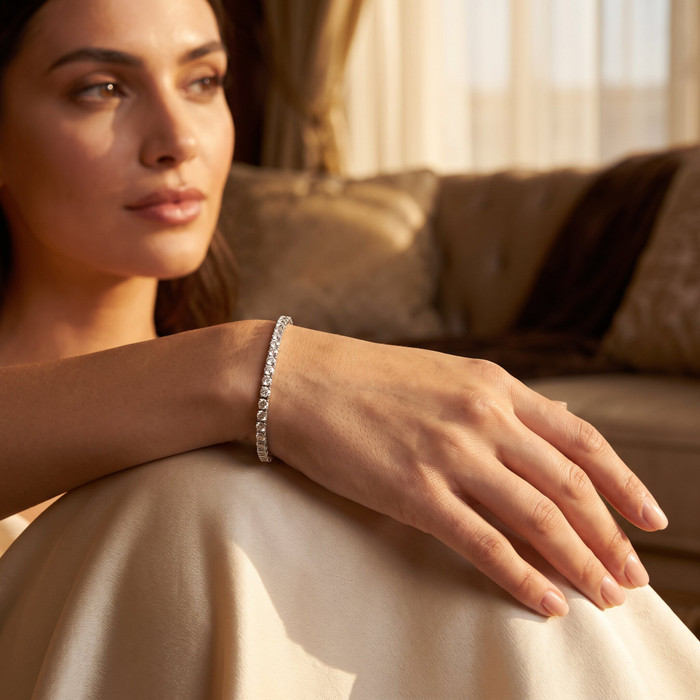 2Ct Diamond Lightweight 7" Tennis Bracelet 14k Gold Lab Grown