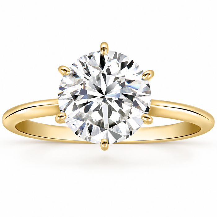 Certified 2 1/2CT Lab Grown Diamond Solitaire Thin Engagement Ring Yellow Gold