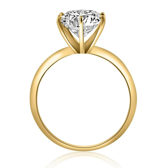 Certified 2 1/2CT Lab Grown Diamond Solitaire Thin Engagement Ring Yellow Gold
