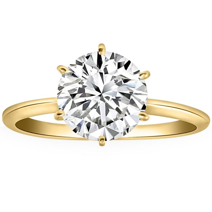 Certified 2 1/2CT Lab Grown Diamond Solitaire Thin Engagement Ring 14k Yellow Gold