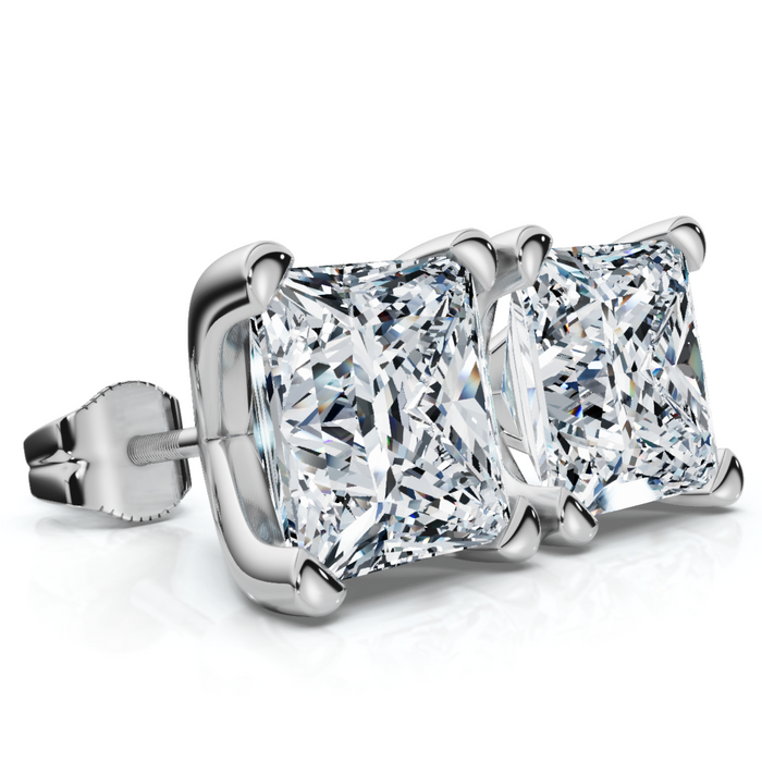 Certified 4Ct Princess Cut Martini Studs 14k Gold Lab Grown