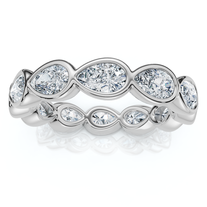 2Ct Pear Shape Bezel Diamond Eternity Wedding Ring 14k Gold Lab Grown