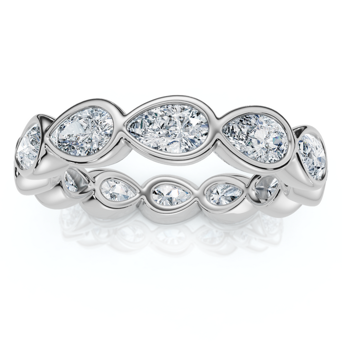 2Ct Pear Shape Bezel Diamond Eternity Wedding Ring 14k Gold Lab Grown
