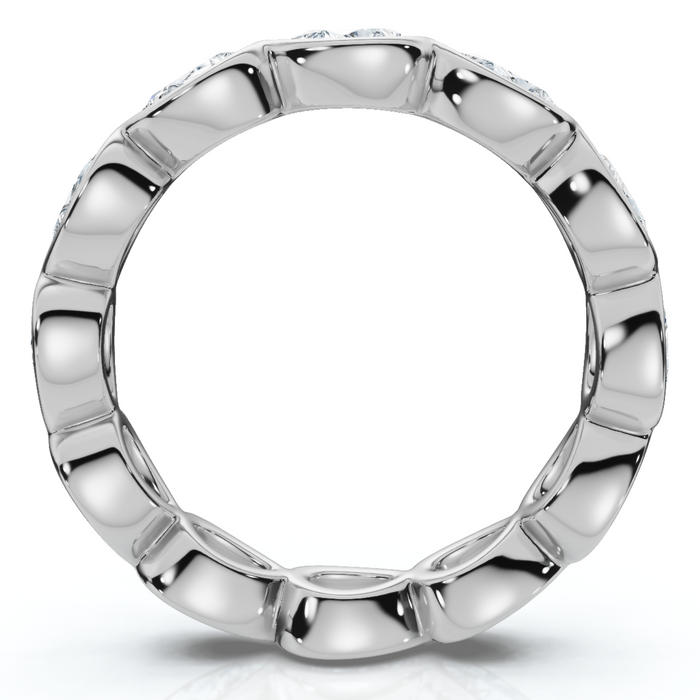 2Ct Pear Shape Bezel Diamond Eternity Wedding Ring 14k Gold Lab Grown