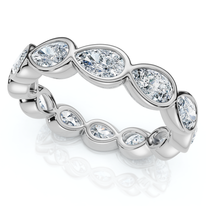 2Ct Pear Shape Bezel Diamond Eternity Wedding Ring 14k Gold Lab Grown
